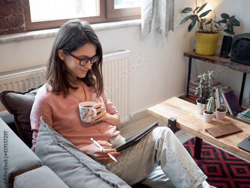 Woman doing online shopping photo