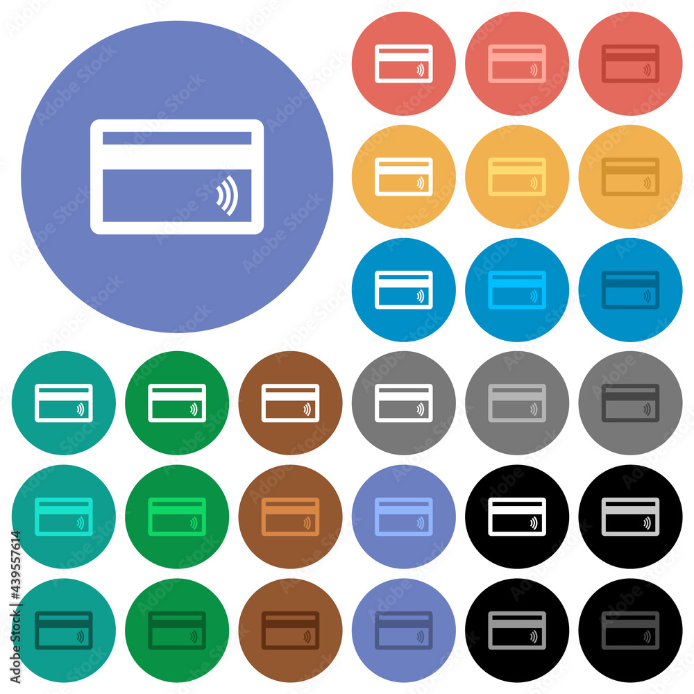 Contactless credit card round flat multi colored icons Contactless credit card round flat multi colored icons