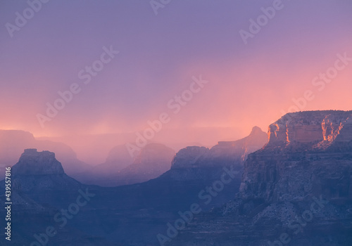 Sunset over the Grand Canyon , winter, horizontal