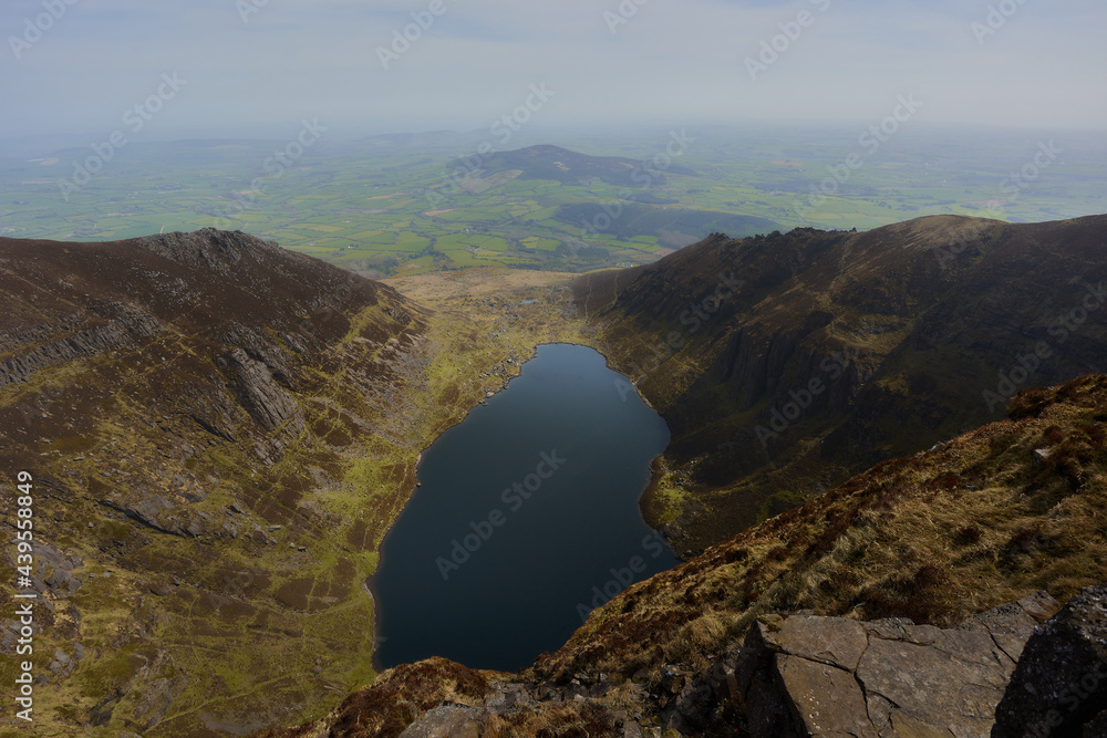 Fototapeta premium horizontal image of an Irish mountain lake. Comeragh Mountains, Waterford, Ireland