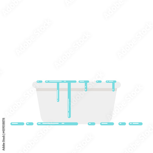 Basin vector. basin on white background. water drop. free space for text. water overflow.