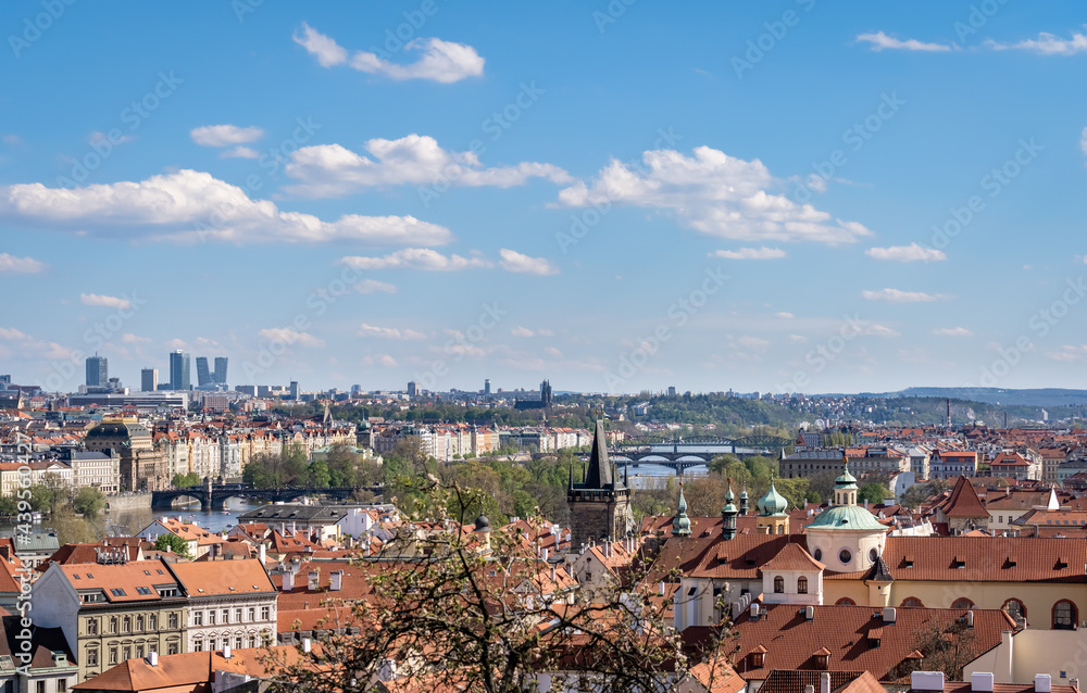 Prague cityscape - shot taken from Prague castle overlooking Old Town and New Town