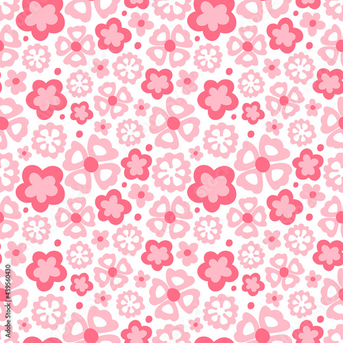 Flowers cute pink seamless pattern on white background