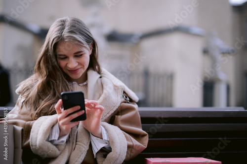 Woman replying message  photo
