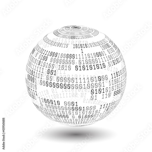 Globe with binary code. Ball of binary code. Digital technology. Data Sorting. Artificial intelligence.Big data.Smart system.
