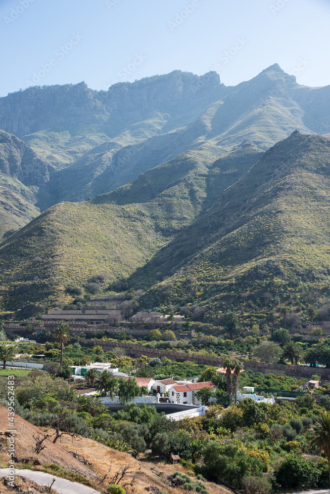Paisaje rural en la zona interior de Agaete en el norte de la isla de Gran Canaria