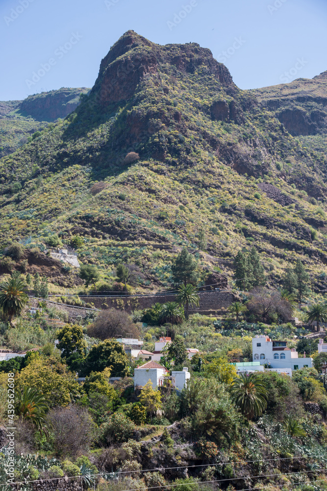 Paisaje en un valle rural de Agaete en el norte de la isla de Gran Canaria