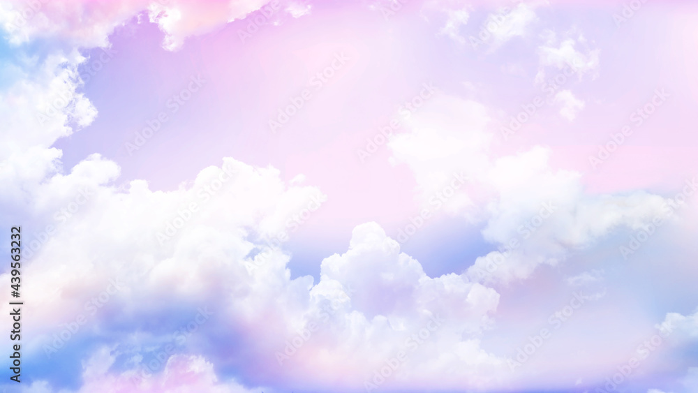 purple sky background with white cloud.Fantasy cloudy sky with pastel gradient color, nature abstract image use for backgroung.