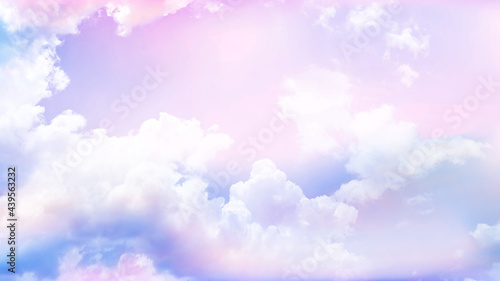 purple sky background with white cloud.Fantasy cloudy sky with pastel gradient color  nature abstract image use for backgroung.