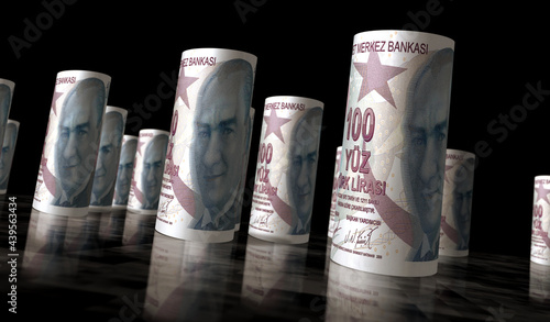 Turkish lira money banknotes roll illustration photo