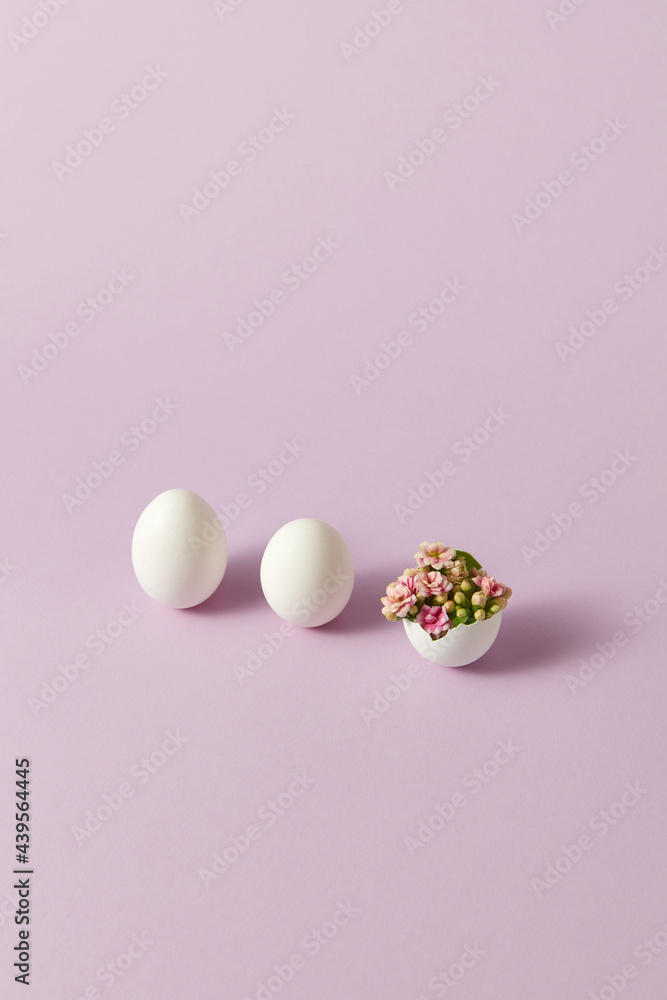 Easter eggs with blossoming flowers Easter eggs with blossoming flowers