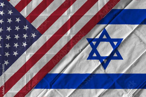 Obraz na płótnie Concept of the relationship between the United States of America (USA) and Israel with two flags over each other w salonie