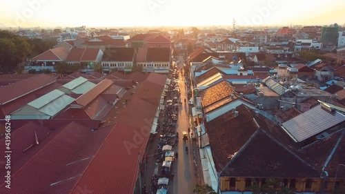 Drone aerial footage, fly over Siem Reap, Cambodia.