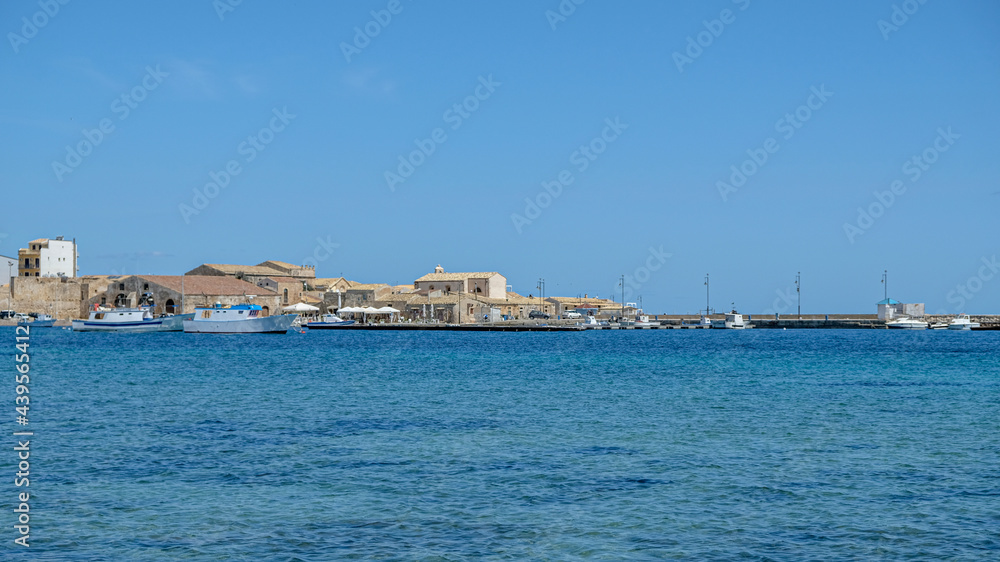 Sicily, province of Syracuse. View of the town of Marzamemi, an idylic fishing village.