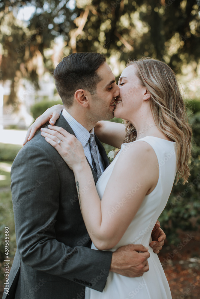 Bride and Groom Kissing on Wedding Day Bride and Groom Kissing on Wedding Day