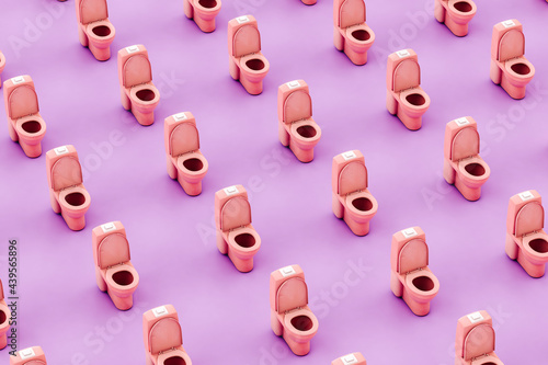 Pattern of Pink toilet on violet background