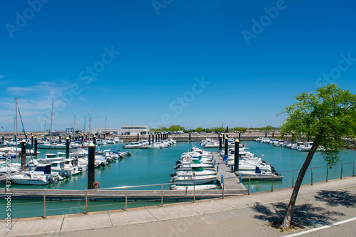 fishing boats in the port of Chipiona in the province of Cádiz. Andalusia. Spain. Europe.