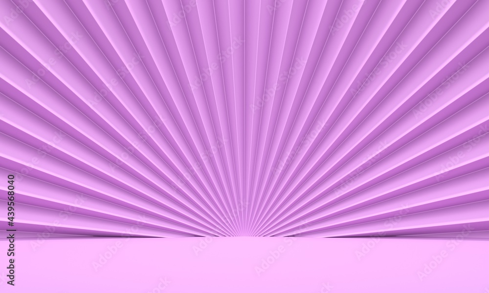 Pink abstract background with embossed wall fan. Backdrop design for product promotion. 3d rendering Pink abstract background with embossed wall fan. Backdrop design for product promotion. 3d rendering