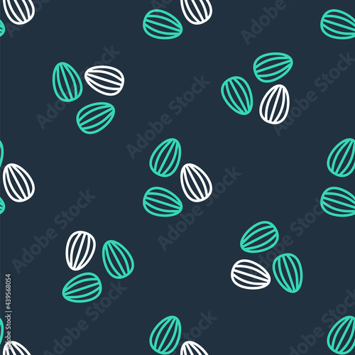 Line Seeds of a specific plant icon isolated seamless pattern on black background. Vector