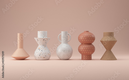 Abstract vase shape composition one row landscape