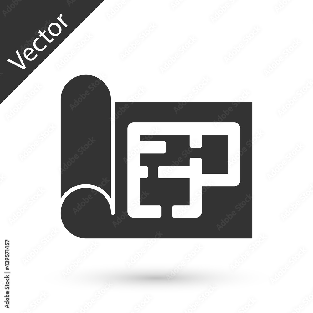 Grey House plan icon isolated on white background. Vector Grey House plan icon isolated on white background. Vector