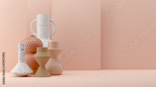 Abstract vase shape composition banner/16:9 Pink photo