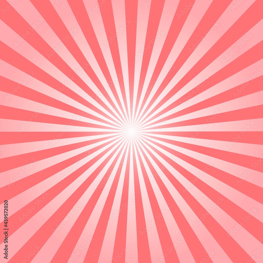 Pink Sunburst Pattern Background. Sunburst with rays background. Vector illustration. Pink radial background. Halftone background.	