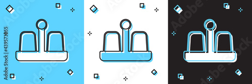 Set Salt and pepper icon isolated on blue and white, black background. Cooking spices. Vector