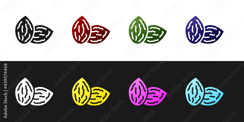 Set Seeds of a specific plant icon isolated on black and white background. Vector Set Seeds of a specific plant icon isolated on black and white background. Vector