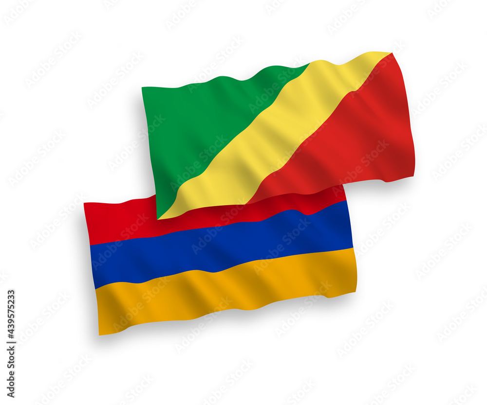 Obraz premium Flags of Republic of the Congo and Armenia on a white background