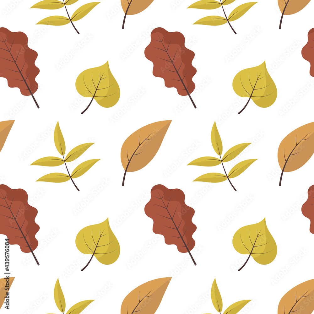 Seamless pattern with leaves. Vector illustration