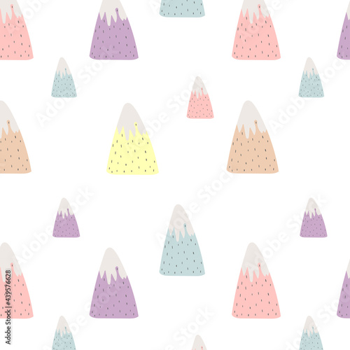 Cartoon snow mountains for children's room, fabrics. Child pattern. © Yulia T