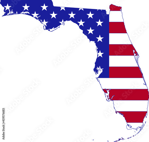 Simple flat US flag map of the Federal State of Florida, USA