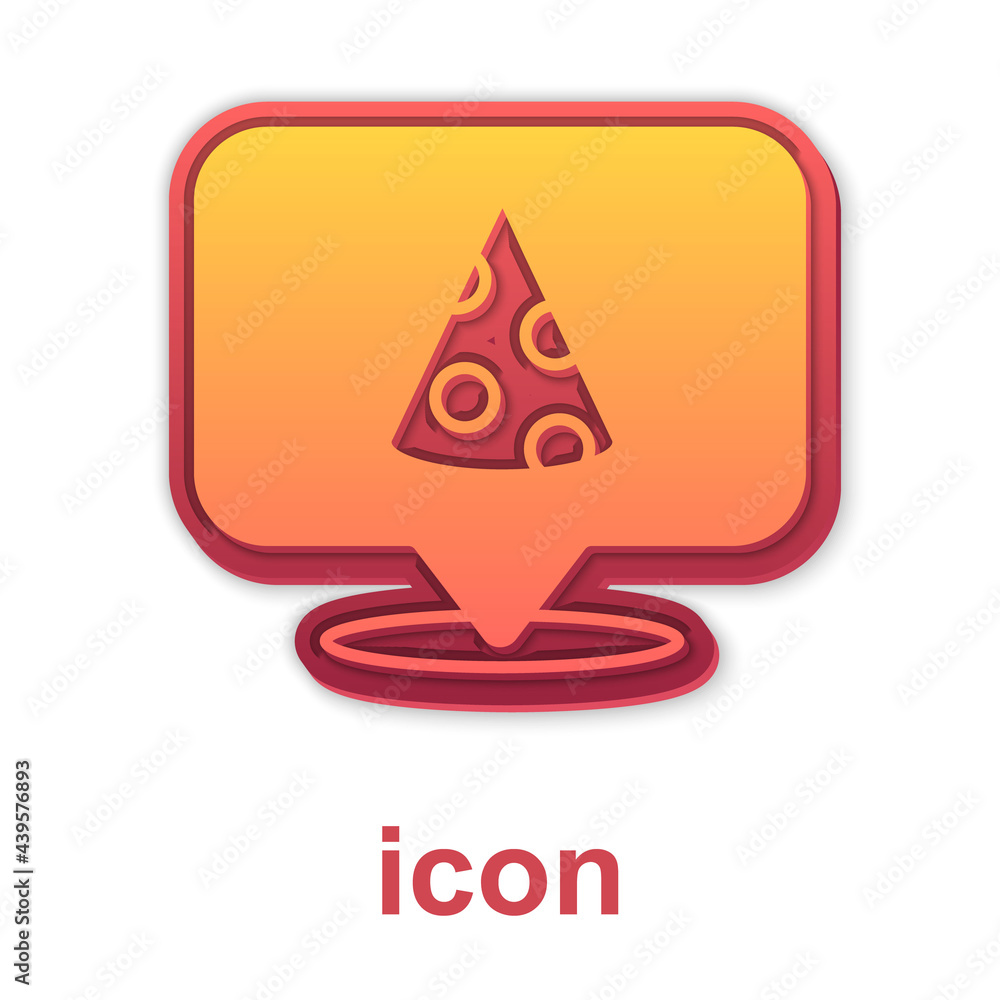 Gold Slice of pizza icon isolated on white background. Fast food menu. Vector Gold Slice of pizza icon isolated on white background. Fast food menu. Vector