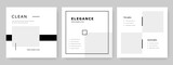 Social media posts layouts with minimal elements, grey tones, clean editable business templates, elegance graphics, set of modern corporate design