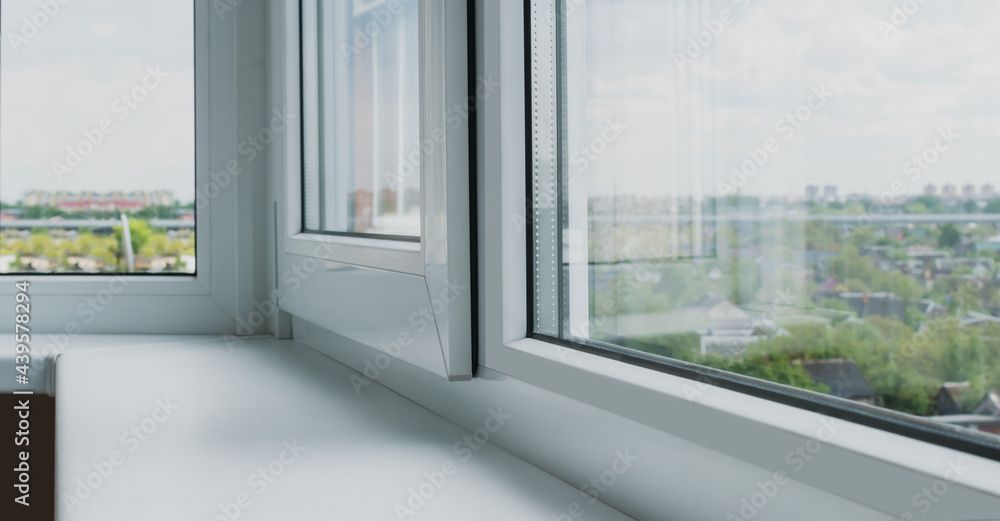 Plastic window with sash on the balcony Plastic window with sash on the balcony