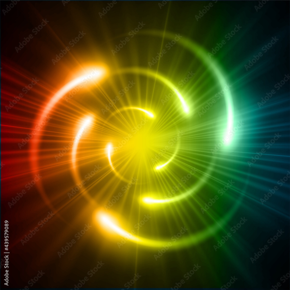 Shining atom scheme. Vector illustration Shining atom scheme. Vector illustration