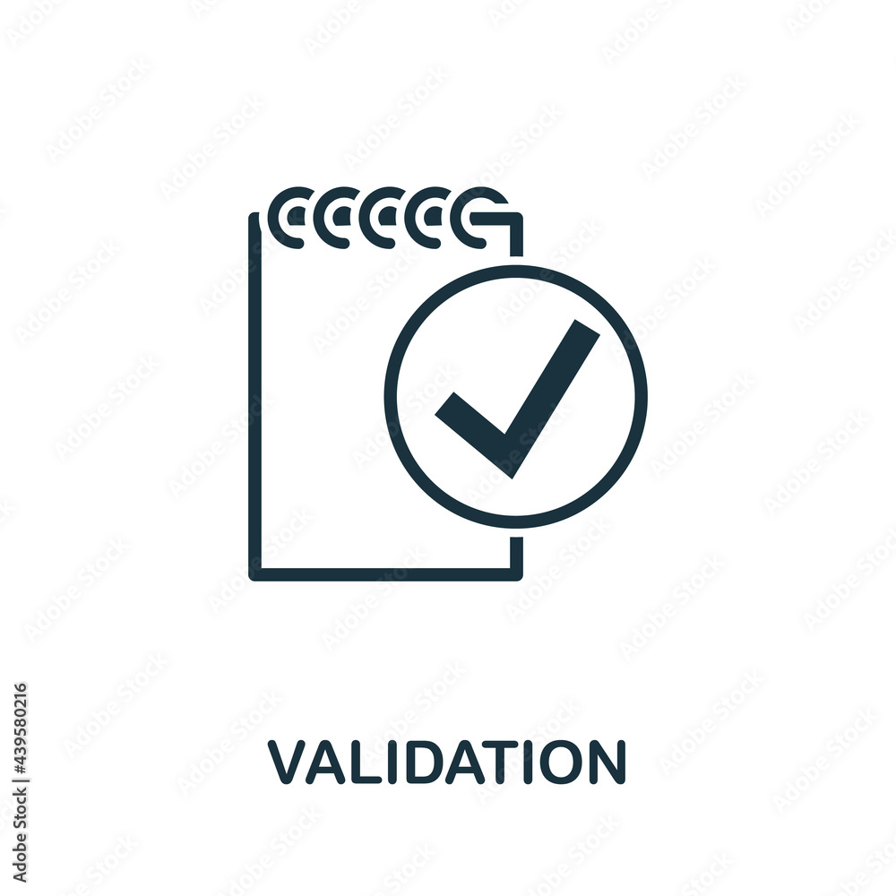 Validation icon. Simple creative element. Filled monochrome Validation icon for templates, infographics and banners Validation icon. Simple creative element. Filled monochrome Validation icon for templates, infographics and banners