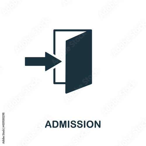 Admission icon. Simple creative element. Filled monochrome Admission icon for templates, infographics and banners