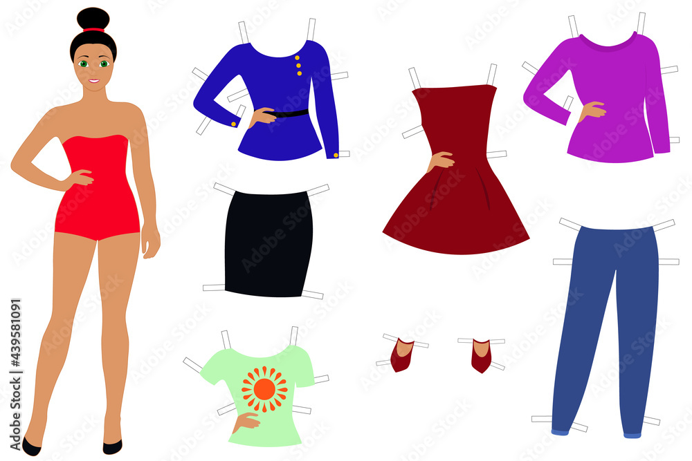 Vecteur Stock Paper doll with clothes for kids to cut and play