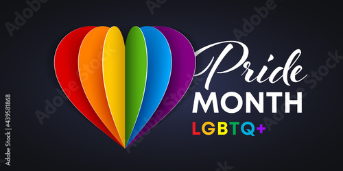 Rainbow heart, LGBT gay and lesbian pride month sign
