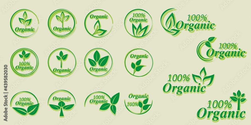 Set of organic icons. Green, Organic, Ecology, recycle, SDG's and Sustainable illustration. Vector illustration. logo, tag design icons. Set of organic icons. Green, Organic, Ecology, recycle, SDG's and Sustainable illustration. Vector illustration. logo, tag design icons.