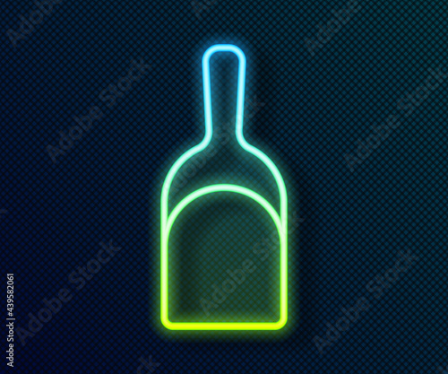 Glowing neon line Dustpan icon isolated on black background. Cleaning scoop services. Vector