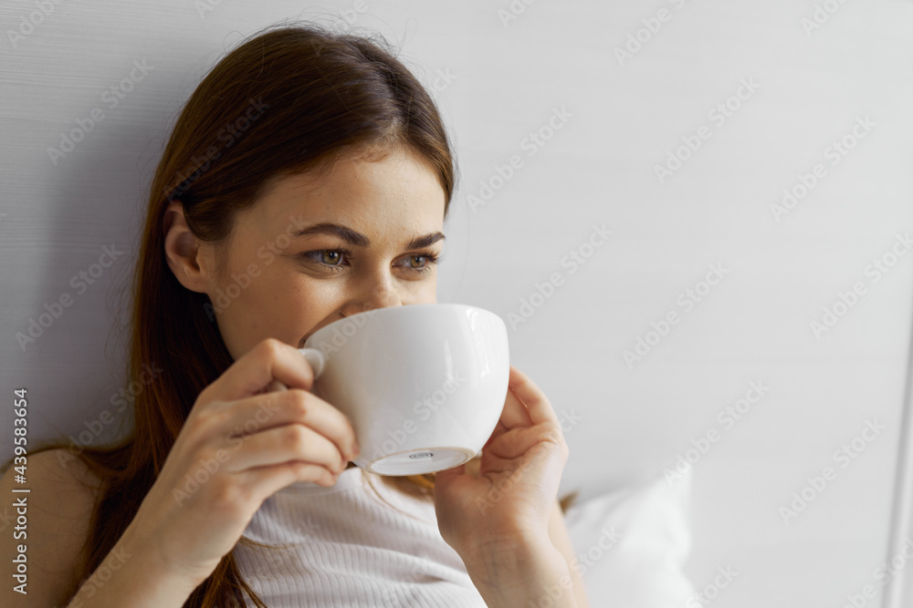 Happy Woman Breakfast In Bed Enemy Cup And Blanket Interior Happy Woman Breakfast In Bed Enemy Cup And Blanket Interior