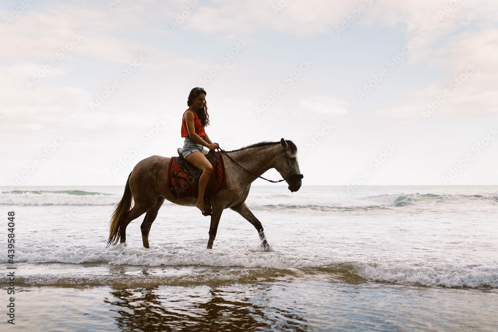 Woman Riding Horse in the Beach Woman Riding Horse in the Beach