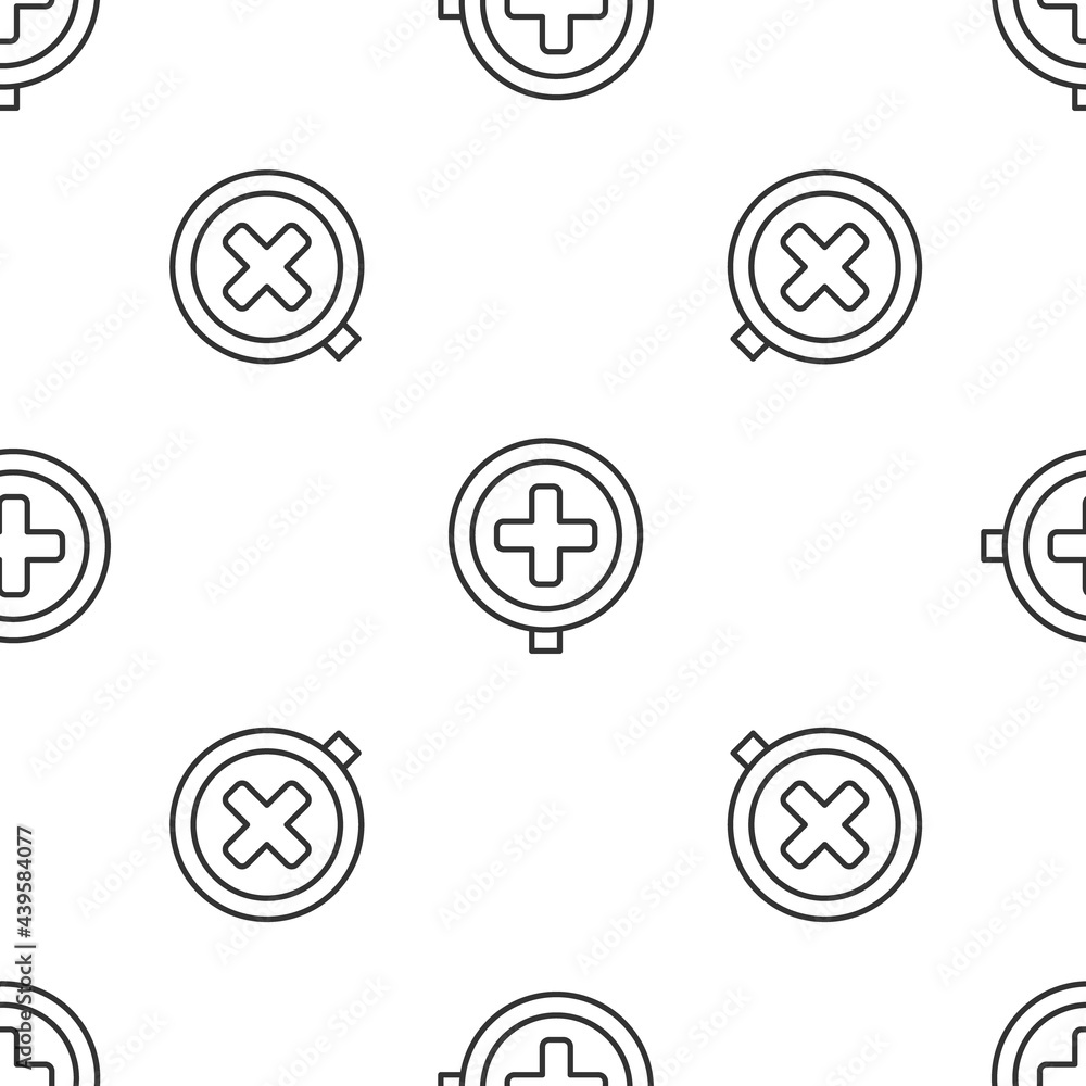 Grey line Hospital road traffic icon isolated seamless pattern on white background. Traffic rules and safe driving. Vector