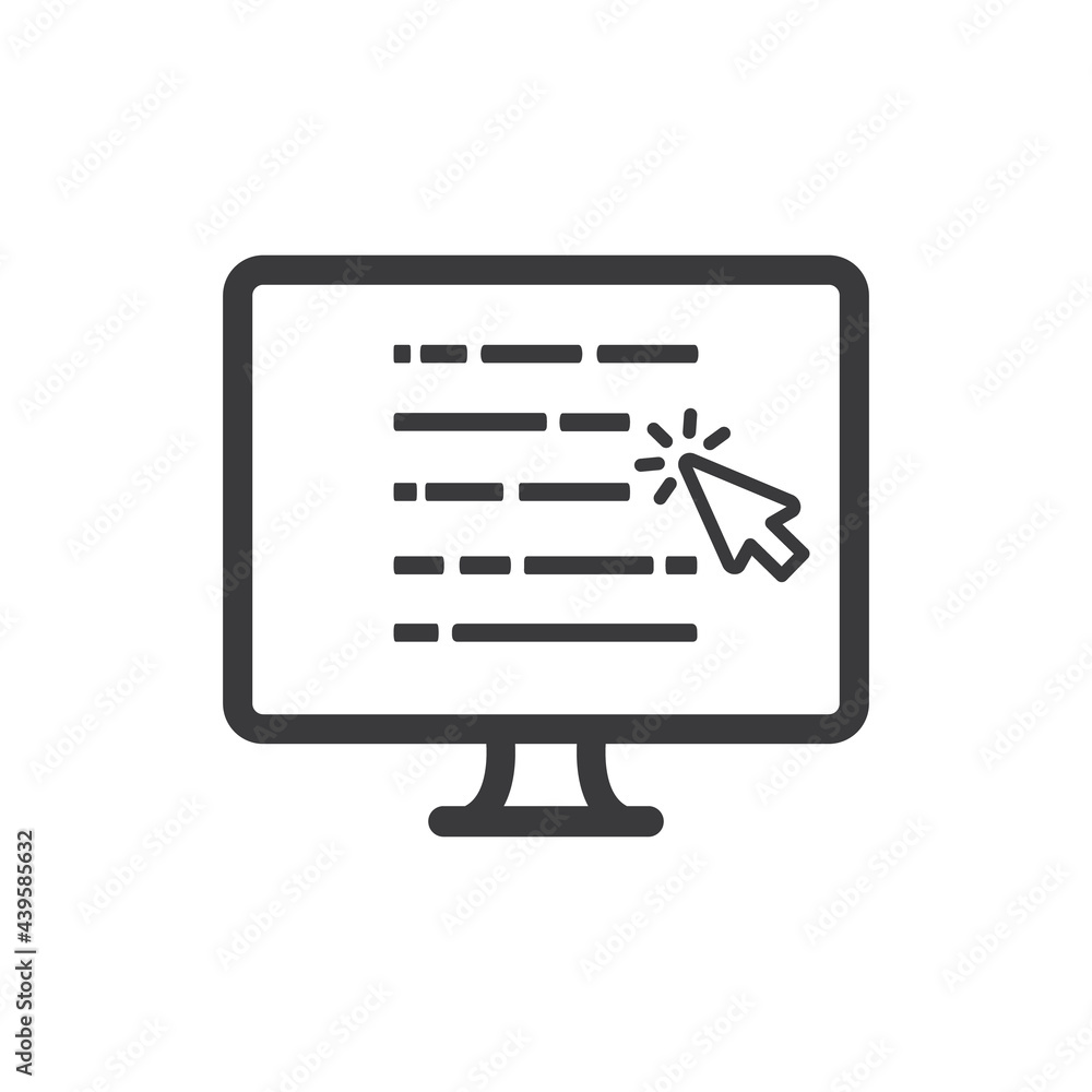 A computer on the screen has text and an arrow. A computer on the screen has text and an arrow.