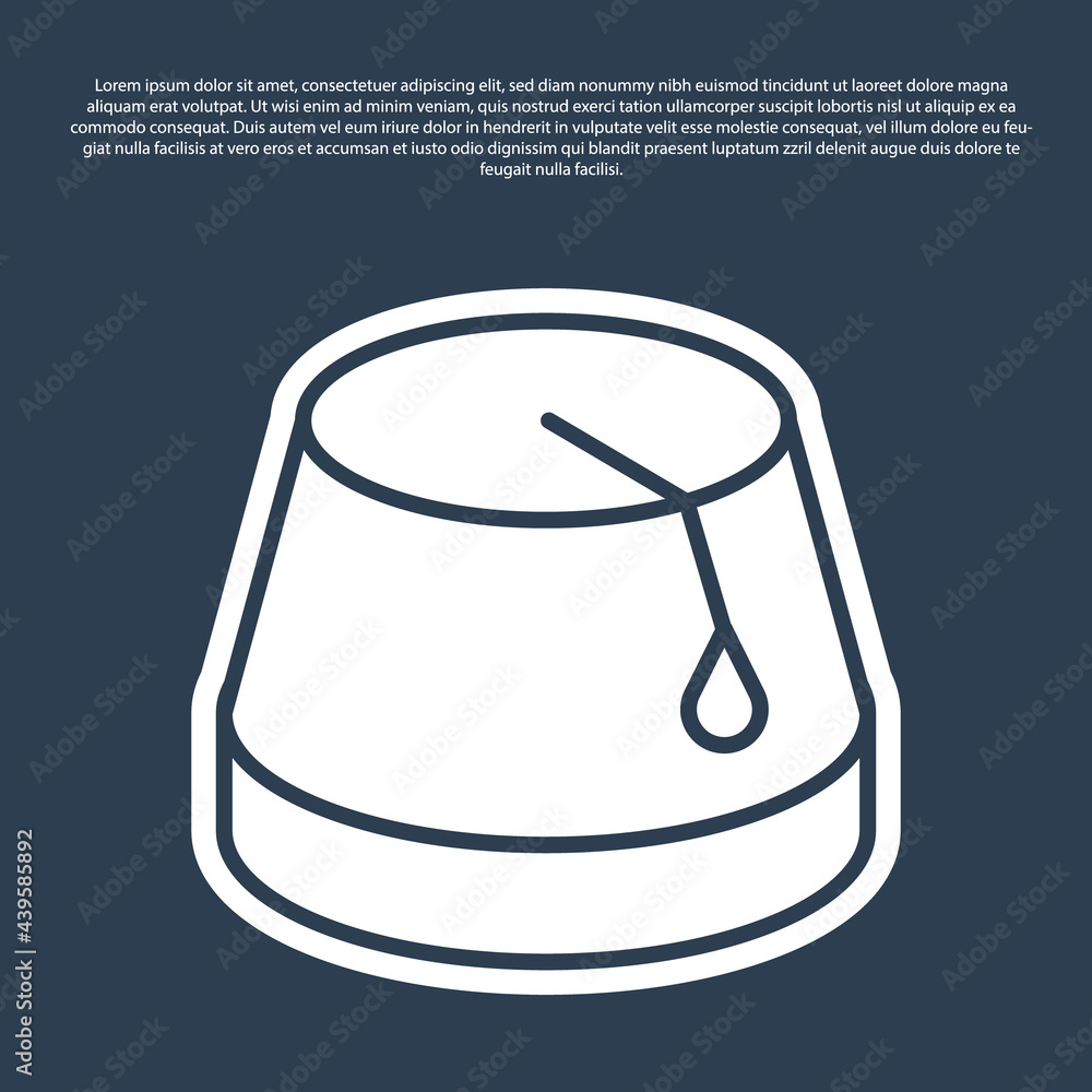 Blue line Turkish hat icon isolated on blue background. Vector Blue line Turkish hat icon isolated on blue background. Vector