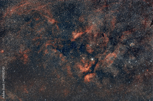 Widefield shot of Sadr Region Nebula in night sky