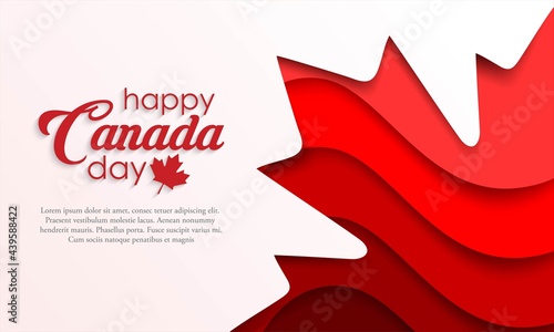 Happy Canada Day background with red maple leaf. vector illustration. paper art style